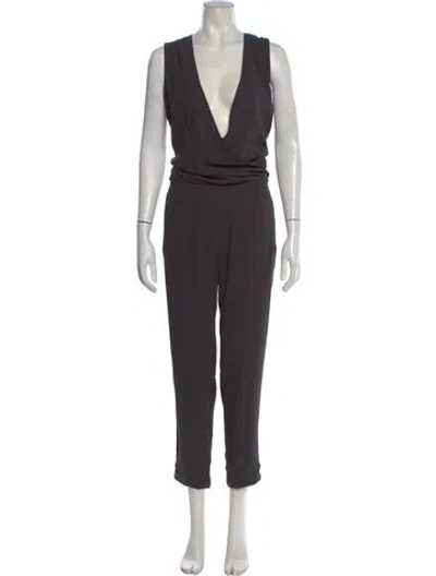 Pre-owned Brunello Cucinelli Silk Plunge Neckline Jumpsuit In Gray