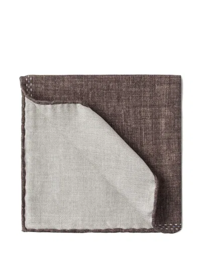 Brunello Cucinelli Silk Pocket Square In Brown