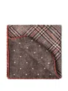 Brunello Cucinelli Silk Prince Of Wales Pocket Square In Brown