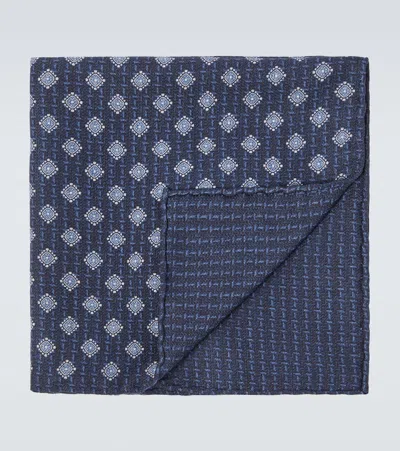 Brunello Cucinelli Silk Pocket Square In Blue