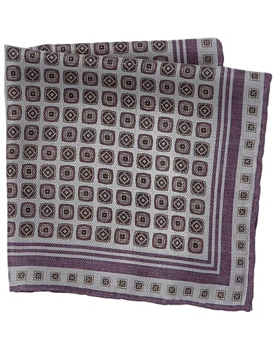 Brunello Cucinelli Silk Pocket Square In Gray