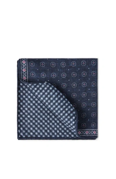 Brunello Cucinelli Geometric-patterned Silk Pocket Square In Blue