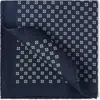 Brunello Cucinelli Silk Pocket Square With Squares Pattern In Blue