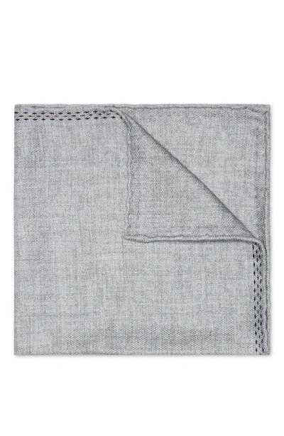 Brunello Cucinelli Silk Pocket Square In Pearl Grey