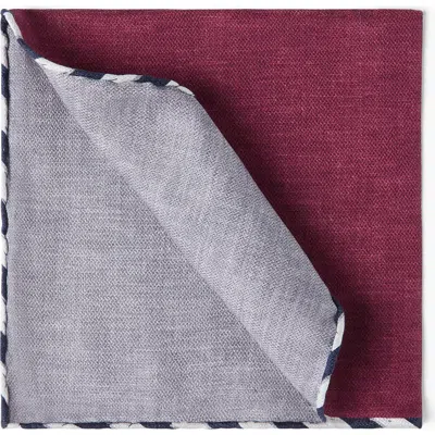 Brunello Cucinelli Striped-border Pocket Square In Burgundy