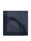 Brunello Cucinelli Silk Pocket Square With Squares Pattern In Blue