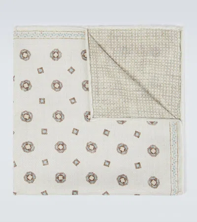 Brunello Cucinelli Silk Pocket Square In White