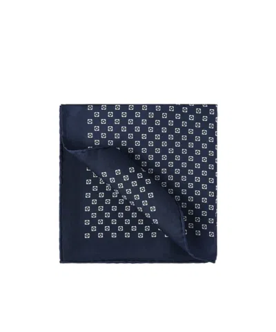 Brunello Cucinelli Silk Pocket Square With Squares Pattern In Blue