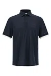 Brunello Cucinelli Silk And Cotton Blend Polo Shirt In Blue