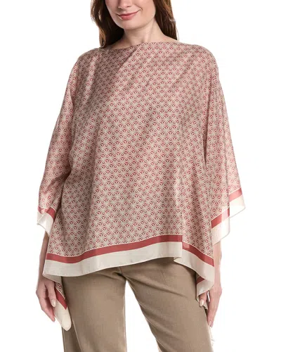 Brunello Cucinelli Silk Poncho In Red