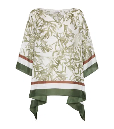 BRUNELLO CUCINELLI SILK PONGEE HERBARIUM PRINT BLOUSE