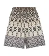 Brunello Cucinelli Geometric-pattern Silk Shorts In Brown