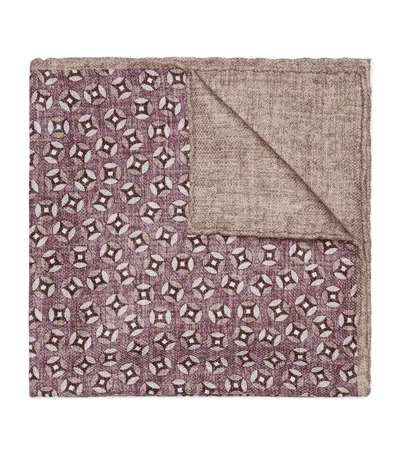 Brunello Cucinelli Silk Printed Pocket Square In Purple