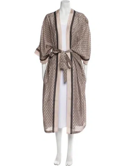 Pre-owned Brunello Cucinelli Silk Printed Robe In Neutral