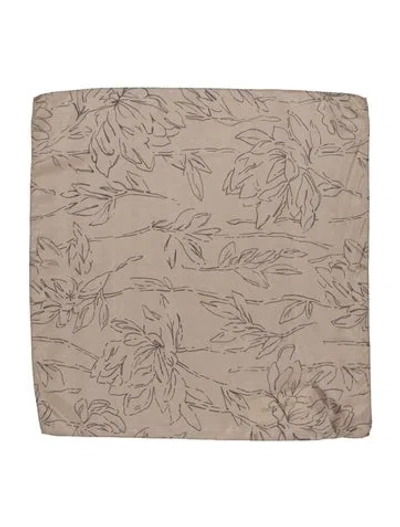 Pre-owned Brunello Cucinelli Silk Printed Scarf W/ Tags In Neutral