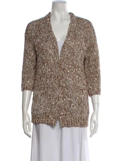 Pre-owned Brunello Cucinelli Silk Printed Sweater In Brown