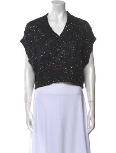 Pre-owned Brunello Cucinelli Silk Printed Sweater W/ Tags In Blue