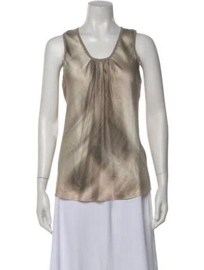 Pre-owned Brunello Cucinelli Silk Printed Top In Neutral