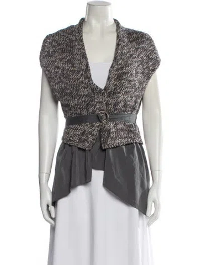 Pre-owned Brunello Cucinelli Silk Printed Vest In Gray