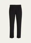 Brunello Cucinelli Black Silk-blend Tapered Trousers In C101 Black