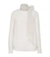 Brunello Cucinelli Silk Blouse With Diamond Cut Brass In White