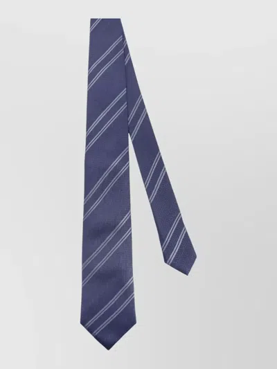 Brunello Cucinelli Silk Regimental Striped Tie Eight Centimeter In Blue