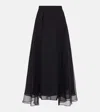 Brunello Cucinelli Crispy Silk Paneled Maxi Circle Skirt In Nero