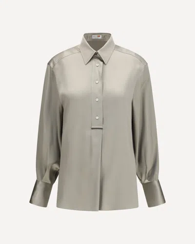 Brunello Cucinelli Silk Satin Shirt In Green