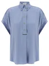 Brunello Cucinelli Silk Shirt With Collared Neck And Rolled Cuffs