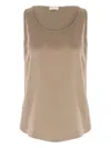Brunello Cucinelli Round Neck Sleeveless Vest In Nude