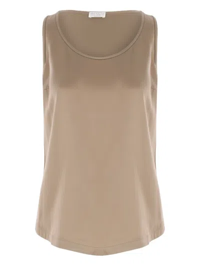 BRUNELLO CUCINELLI SILK-SATIN TANK TOP