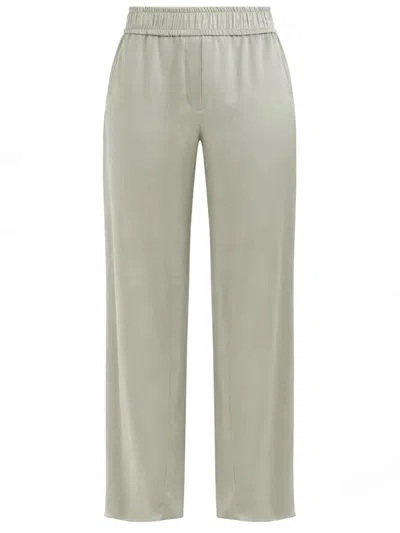 Brunello Cucinelli Silk Satin Wide-leg Track Pants In Green