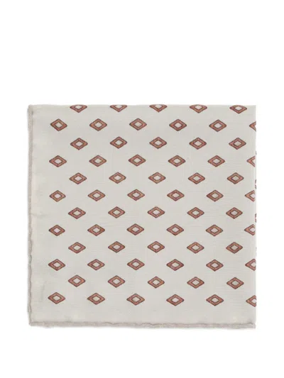 Brunello Cucinelli Silk Diamond-patterned Scarf In White