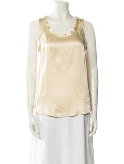 Pre-owned Brunello Cucinelli Silk Scoop Neck Blouse In Neutral