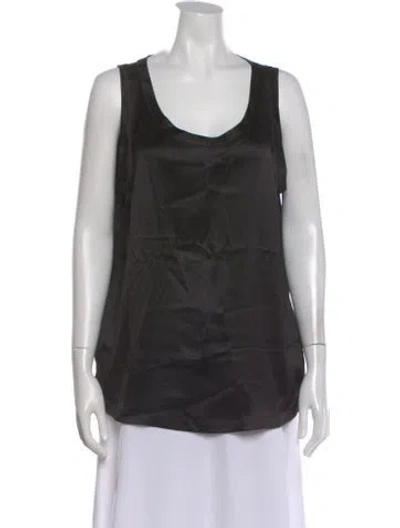 Pre-owned Brunello Cucinelli Silk Scoop Neck Top In Black