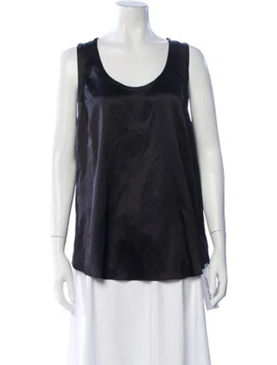 Pre-owned Brunello Cucinelli Silk Scoop Neck Top In Blue