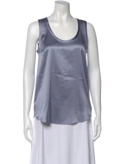 Pre-owned Brunello Cucinelli Silk Scoop Neck Top In Blue