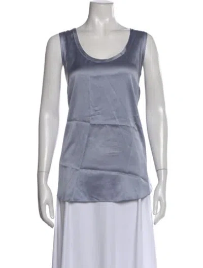Pre-owned Brunello Cucinelli Silk Scoop Neck Top In Blue