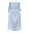 Brunello Cucinelli Scoop-neck Silk Blouse In Blue
