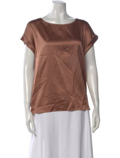 Pre-owned Brunello Cucinelli Silk Scoop Neck Top In Brown