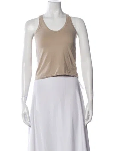 Pre-owned Brunello Cucinelli Silk Scoop Neck Top In Brown