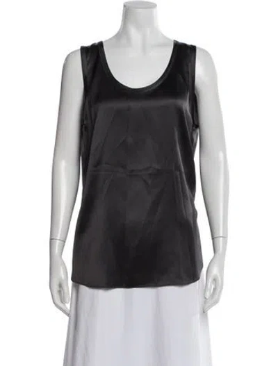Pre-owned Brunello Cucinelli Silk Scoop Neck Top In Gray