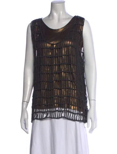 Pre-owned Brunello Cucinelli Silk Scoop Neck Top In Multi