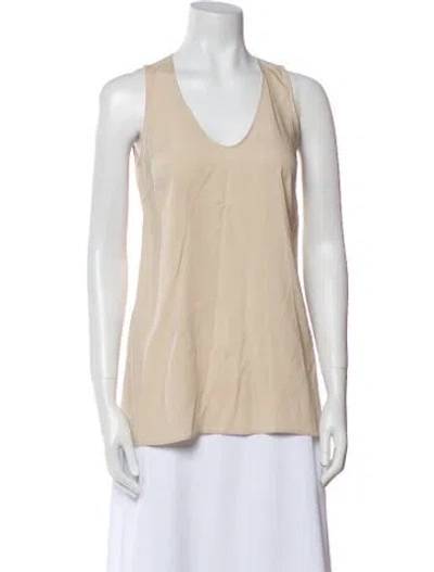 Pre-owned Brunello Cucinelli Silk Scoop Neck Top In Neutral