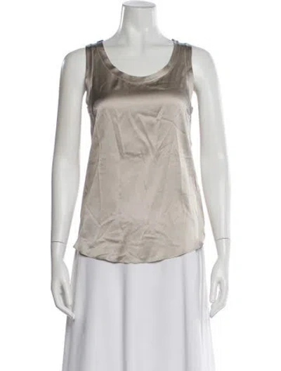 Pre-owned Brunello Cucinelli Silk Scoop Neck Top In Neutral