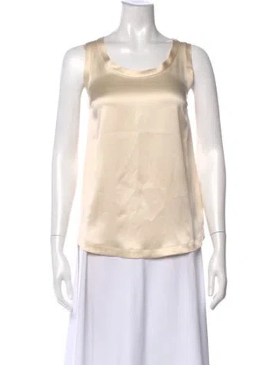 Pre-owned Brunello Cucinelli Silk Scoop Neck Top In Neutral