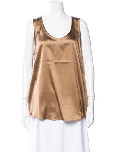 Pre-owned Brunello Cucinelli Silk Scoop Neck Top In Neutral
