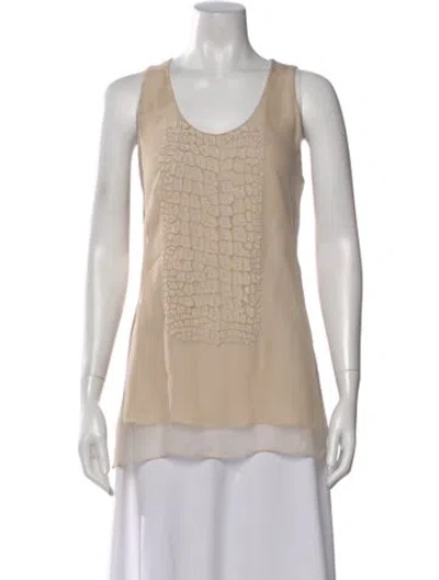 Pre-owned Brunello Cucinelli Silk Scoop Neck Top In Neutral