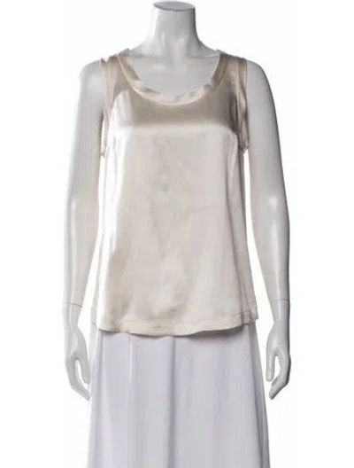 Pre-owned Brunello Cucinelli Silk Scoop Neck Top In Neutral