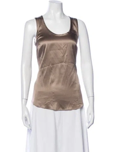 Pre-owned Brunello Cucinelli Silk Scoop Neck Top In Neutrals
